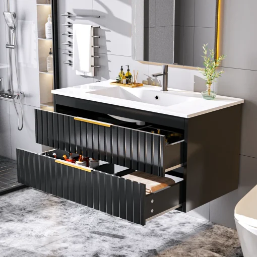 FLORA Wastafel Cabinet Cat Duco Hitam Minimalis