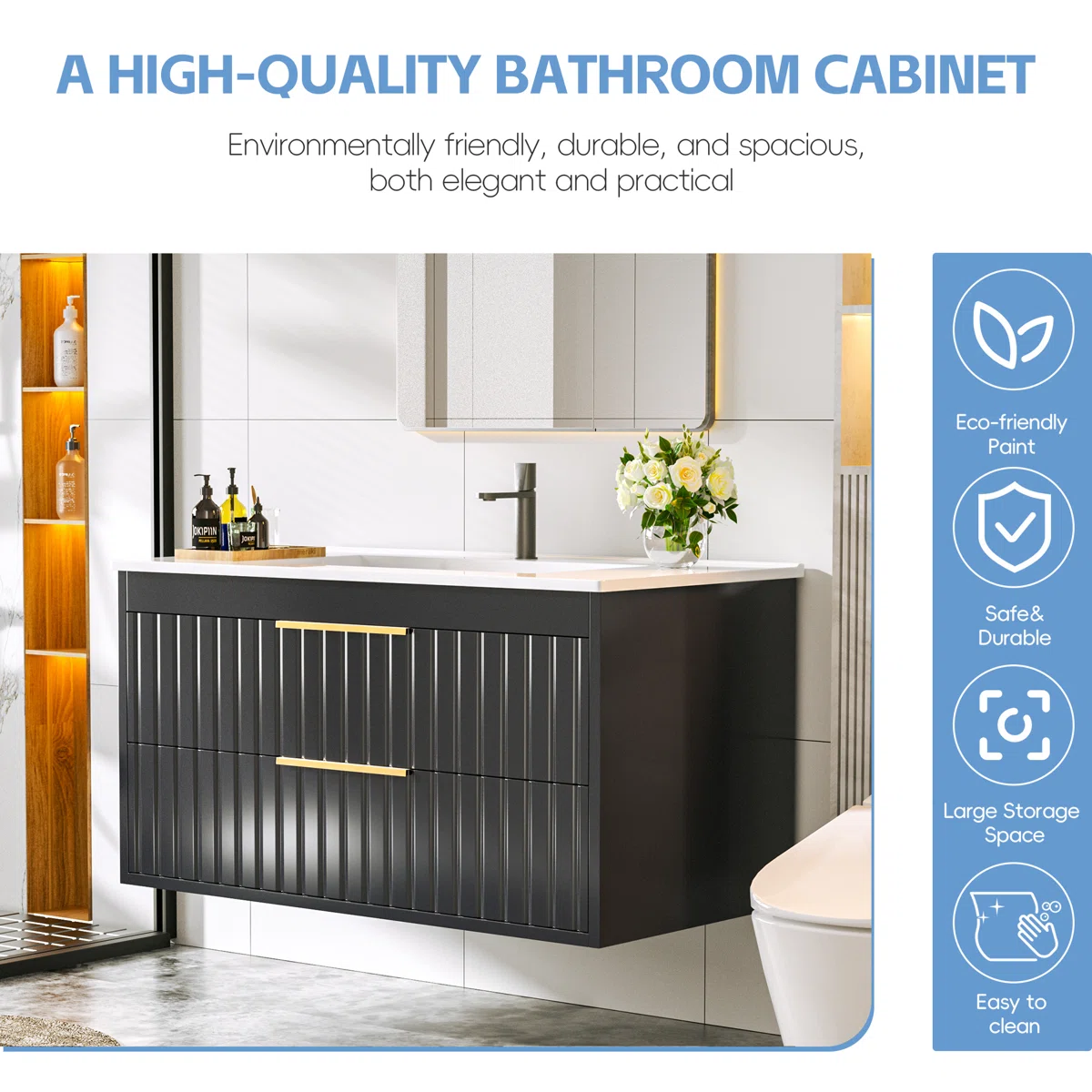 Flora Wastafel Cabinet Cat Duco Hitam Minimalis3