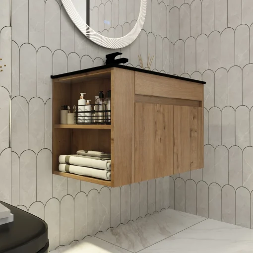KALIA Wastafel Kabinet Kayu Jati Minimalis Modern Terbaru