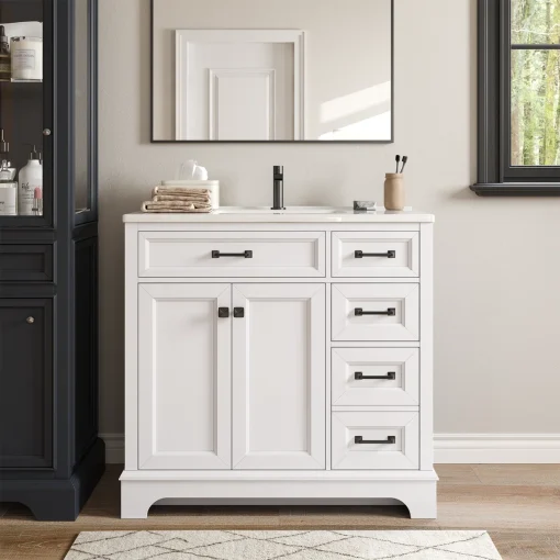 Kara Wastafel Cabinet Cat Duco Putih Minimalis
