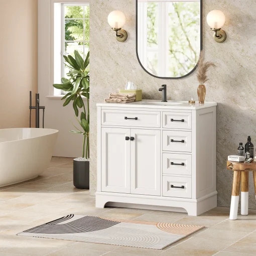 Kara Wastafel Cabinet Cat Duco Putih Minimalis