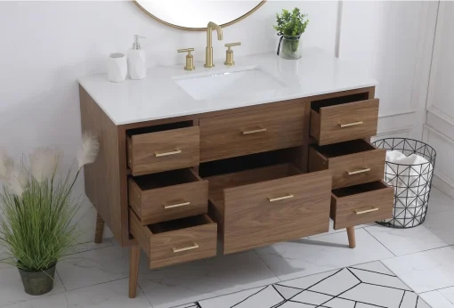 KENZIE Wastafel Cabinet Drawers Kayu Jati Desain Minimalis