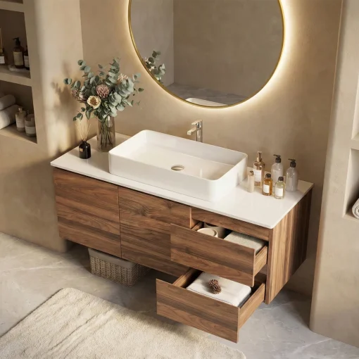 KENZO Wastafel Cabinet Serbaguna Kayu Jati Minimalis