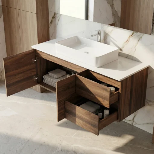 KENZO Wastafel Cabinet Serbaguna Kayu Jati Minimalis