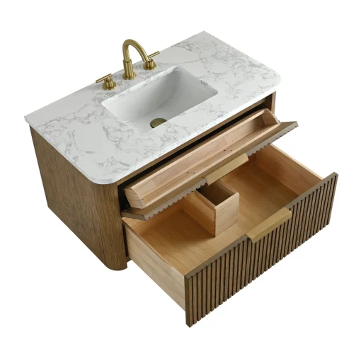 LIJIAN Wastafel Kabinet 2 Drawer Kayu Jati Minimalis
