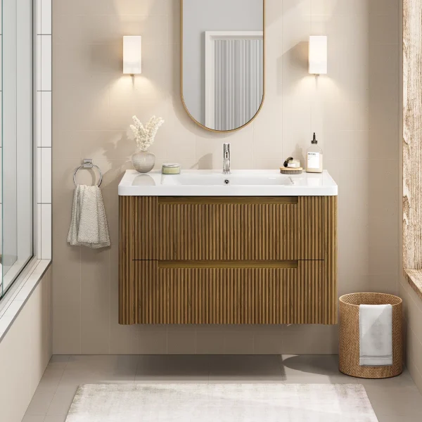Linear Wastafel Cabinet Laci Kayu Jati Desain Minimalis