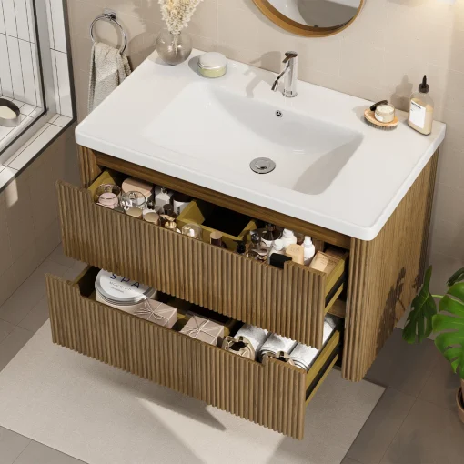 LINEAR Wastafel Cabinet Laci Kayu Jati Desain Minimalis