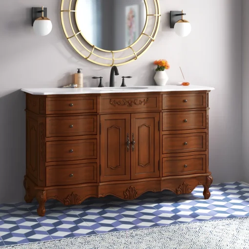 LOREN Wastafel Cabinet Laci Model Klasik Kayu Jati