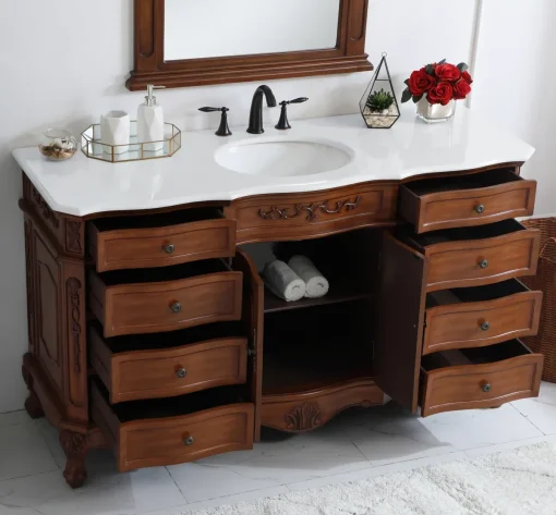 LOREN Wastafel Cabinet Laci Model Klasik Kayu Jati