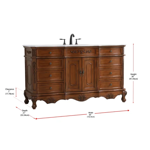LOREN Wastafel Cabinet Laci Model Klasik Kayu Jati