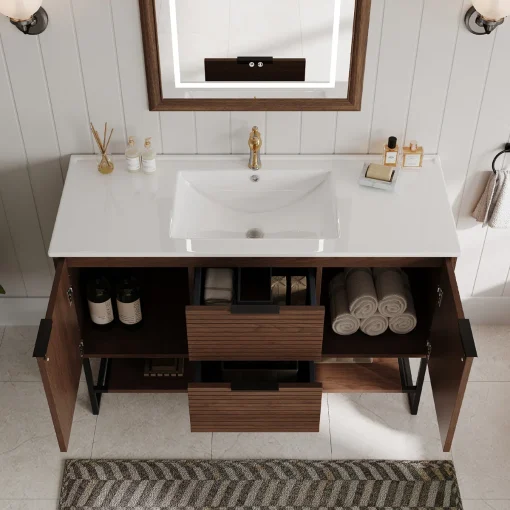 LUNAR Wastafel Cabinet Kaki Besi Plywood Minimalis