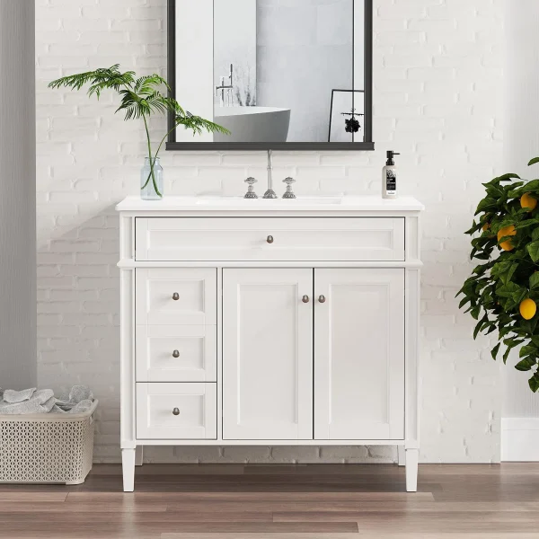 Nallan Wastafel Cabinet 2 Pintu Cat Duco Desain Minimalis