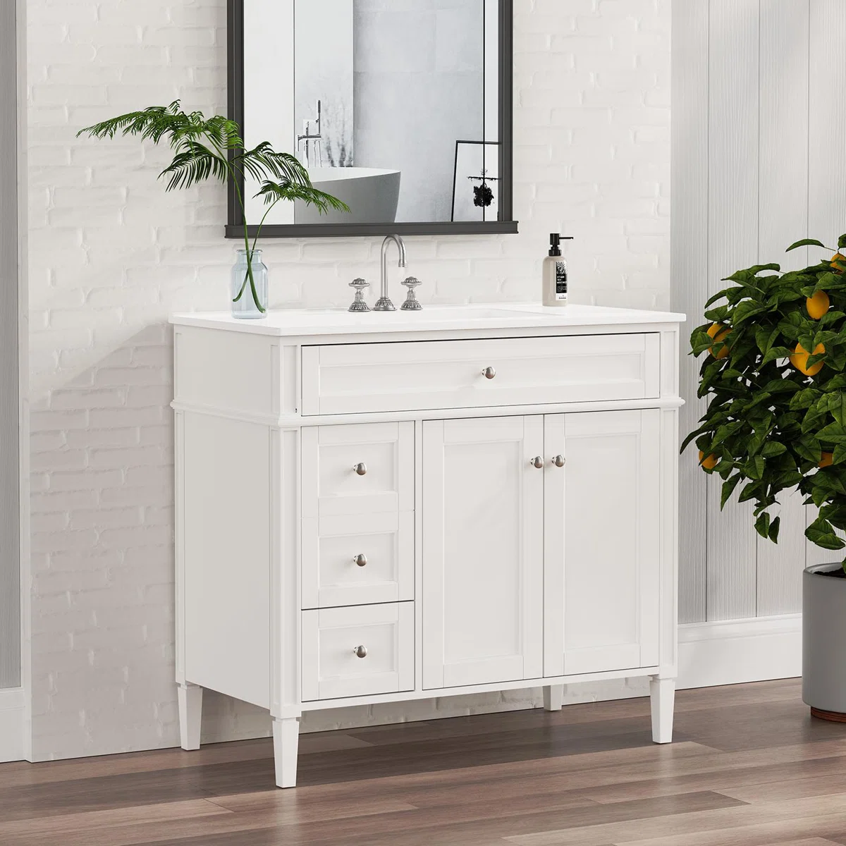 Nallan Wastafel Cabinet 2 Pintu Cat Duco Desain Minimalis1