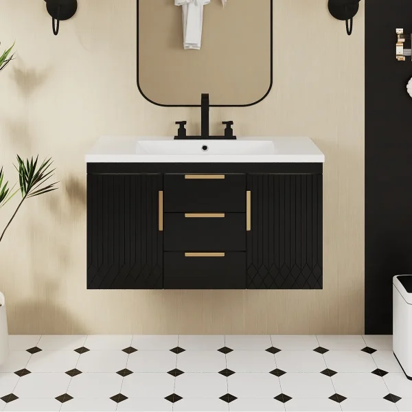 Nora Wastafel Gantung Cat Duco Hitam Desain Minimalis