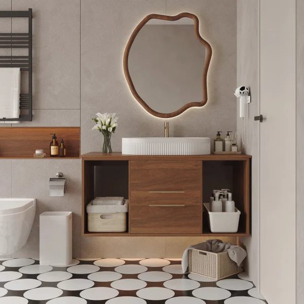 Rakka Wastafel Kabinet Desian Minimalis Kayu Jati Solid