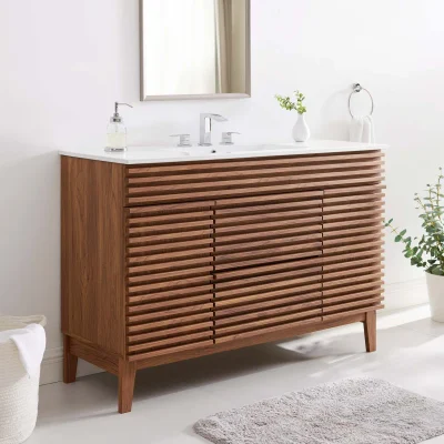 Renno Wastafel Cabinet Desain Unik Kayu Jati Minimalis