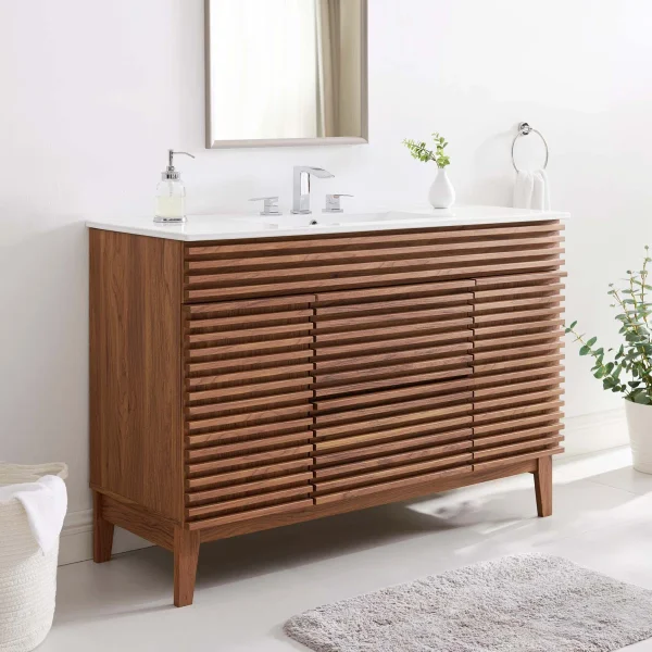 Renno Wastafel Cabinet Desain Unik Kayu Jati Minimalis
