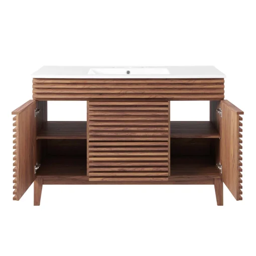 Renno Wastafel Cabinet Desain Unik Kayu Jati Minimalis