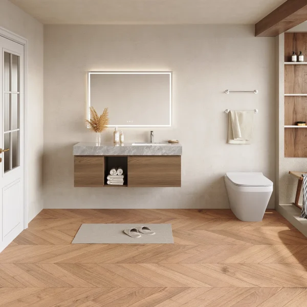 Riko Wastafel Kabinet Serbaguna Plywood Walnut Minimalis
