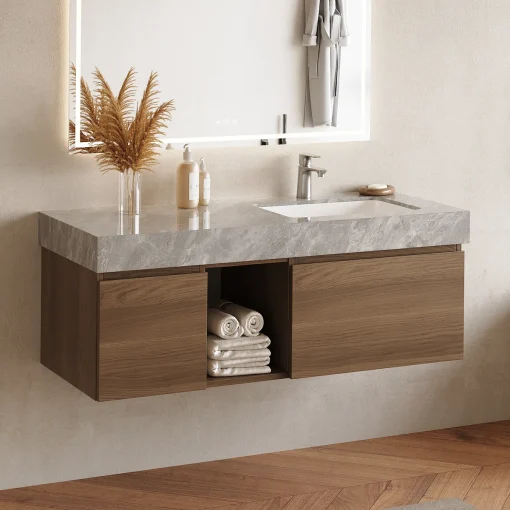 RIKO Wastafel Kabinet Serbaguna Plywood Walnut Minimalis