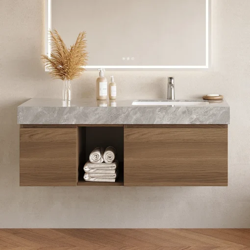 RIKO Wastafel Kabinet Serbaguna Plywood Walnut Minimalis