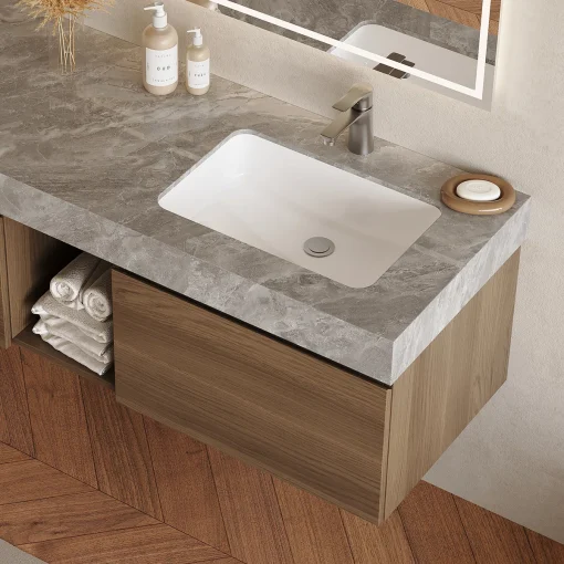 RIKO Wastafel Kabinet Serbaguna Plywood Walnut Minimalis