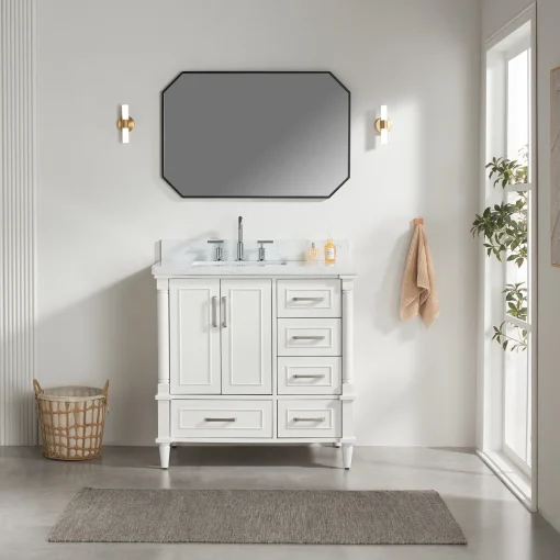SANNI Wastafel Laci 2 Pintu Cat Duco Putih Minimalis