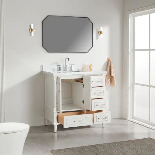 SANNI Wastafel Laci 2 Pintu Cat Duco Putih Minimalis