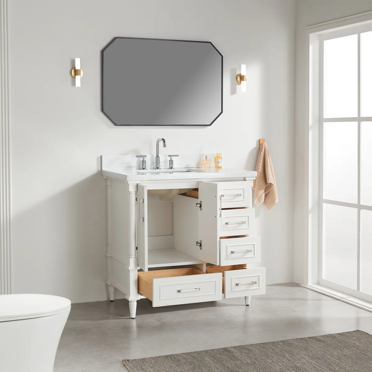 Sanni Wastafel Laci 2 Pintu Cat Duco Putih Minimalis1
