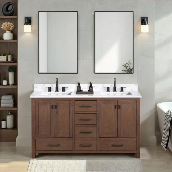 Sora Wastafel Cabinet Desain Minimalis Kayu Jati Solid