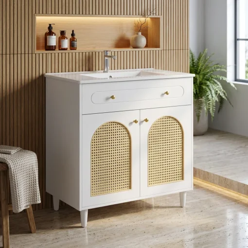 SORA Wastafel Kabinet 2 Pintu Cat Duco Minimalis Modern