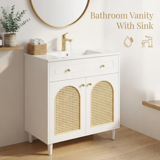 SORA Wastafel Kabinet 2 Pintu Cat Duco Minimalis Modern
