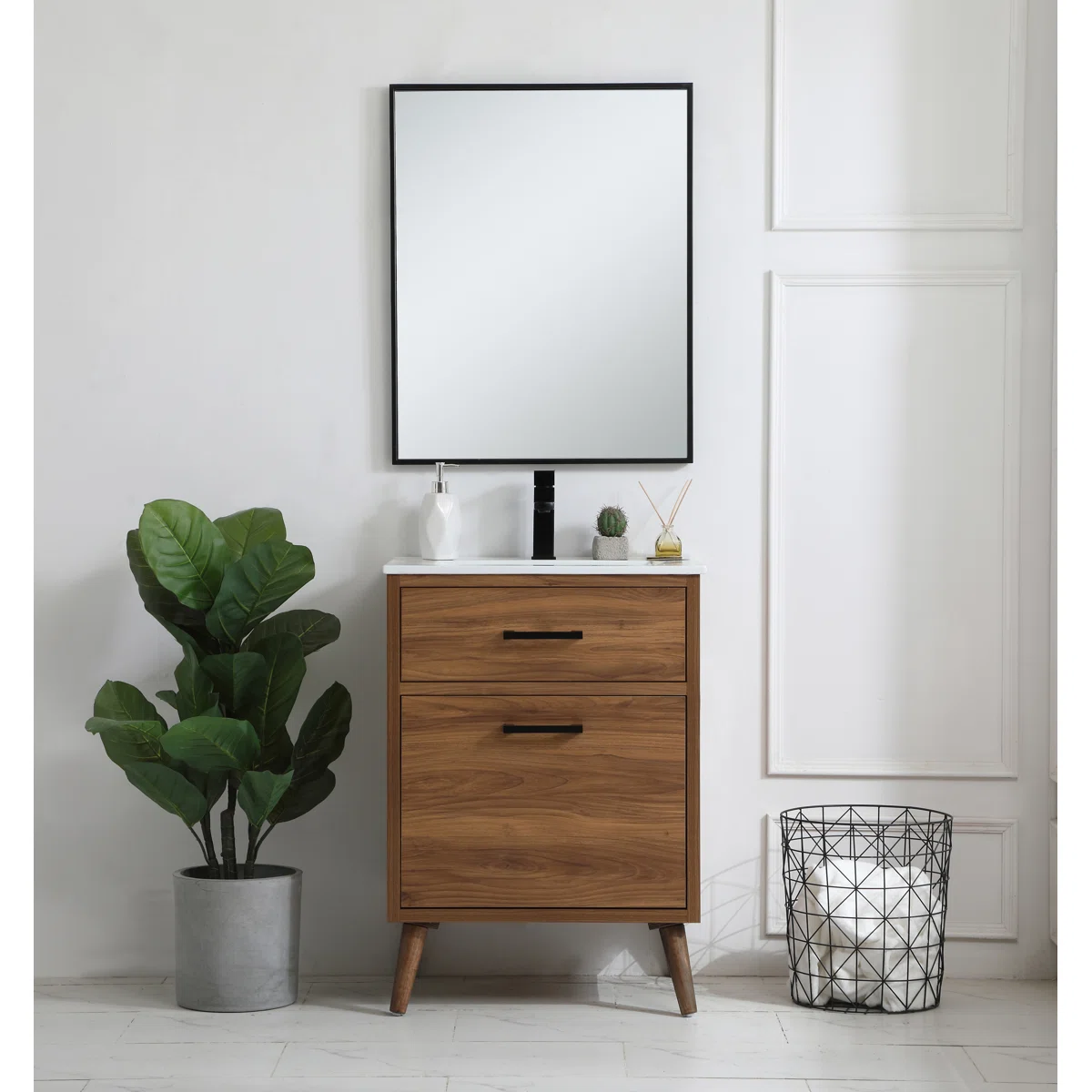 Stefan Wastafel Kabinet Kaki Retro Kayu Jati Minimalis
