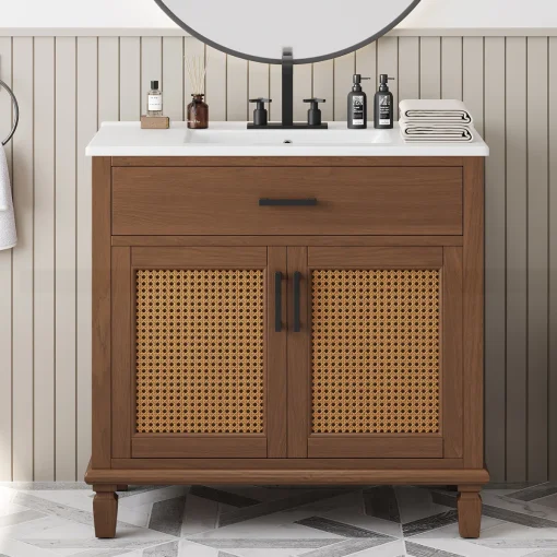 VANIA Wastafel Cabinet Rotan Multifungsi Kayu Jati Minimalis