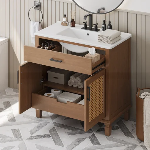 VANIA Wastafel Cabinet Rotan Multifungsi Kayu Jati Minimalis