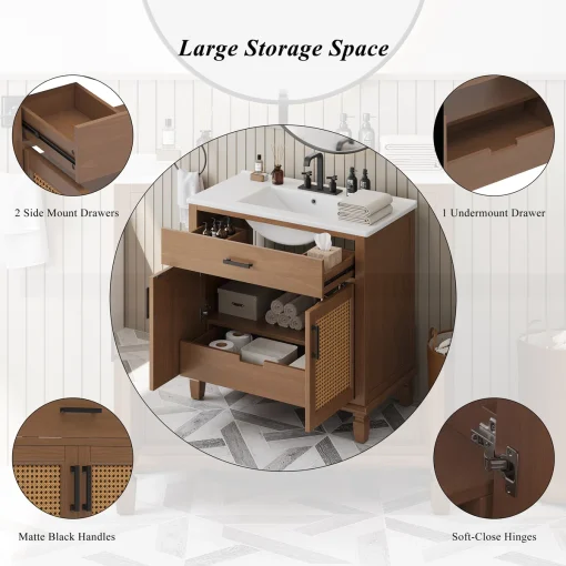 VANIA Wastafel Cabinet Rotan Multifungsi Kayu Jati Minimalis
