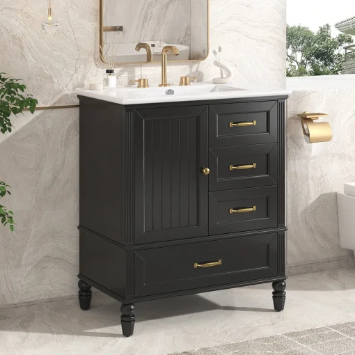 ZOLA Wastafel Cabinet Cat Duco Hitam Klasik Minimalis