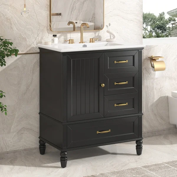 Zola Wastafel Cabinet Cat Duco Hitam Klasik Minimalis