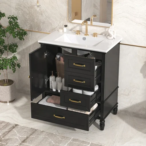 ZOLA Wastafel Cabinet Cat Duco Hitam Klasik Minimalis