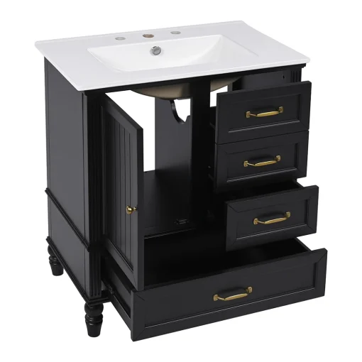 ZOLA Wastafel Cabinet Cat Duco Hitam Klasik Minimalis