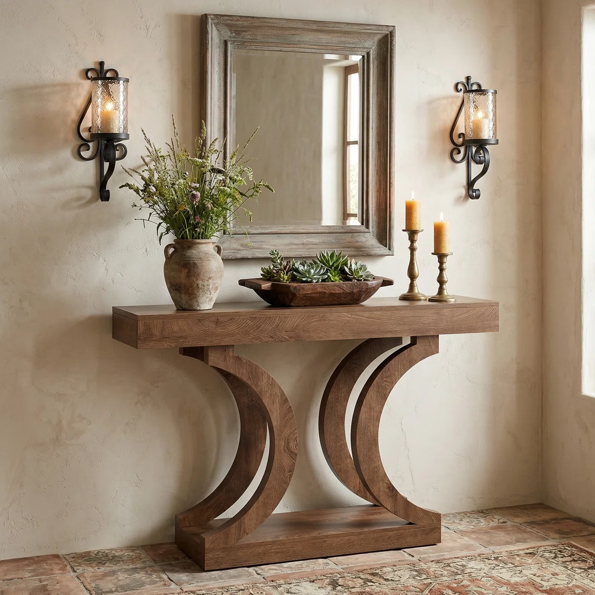 Abira Meja Konsol Kayu Jati Solid Model Minimalis