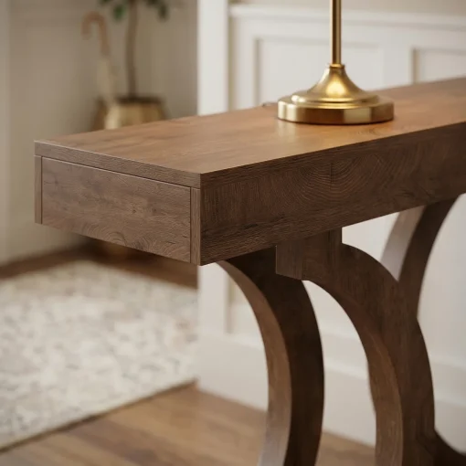 ABIRA Meja Konsol Kayu Jati Solid Model Minimalis