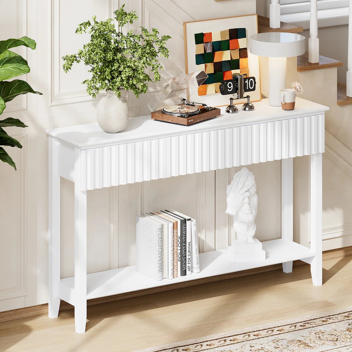 Afra Meja Konsol Laci Cat Duco Putih Minimalis1