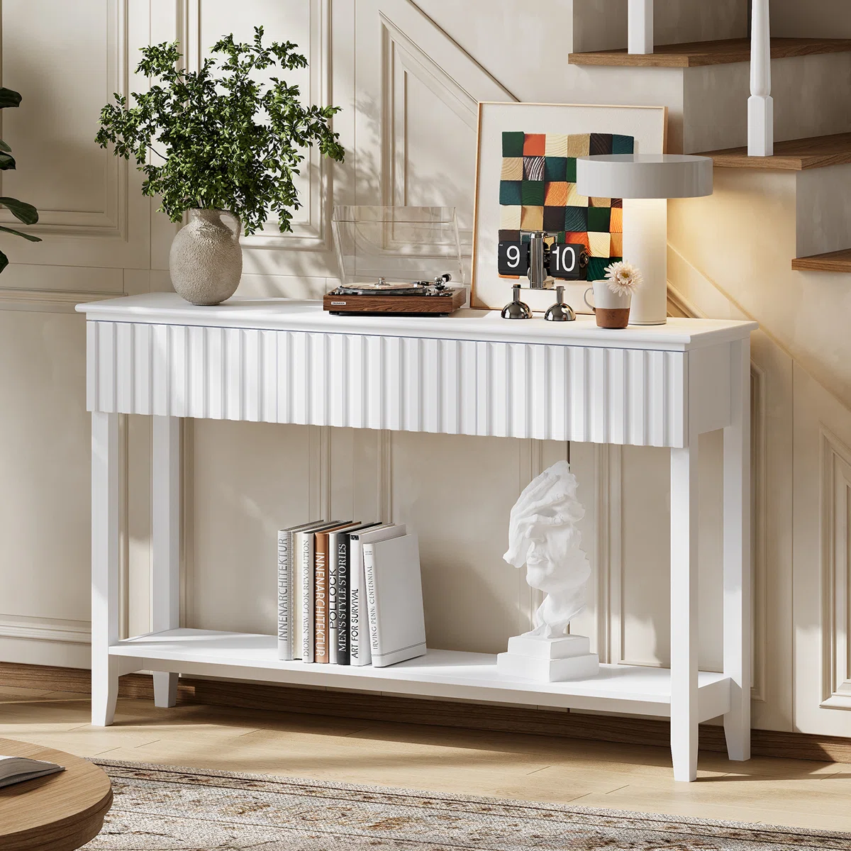 Afra Meja Konsol Laci Cat Duco Putih Minimalis2