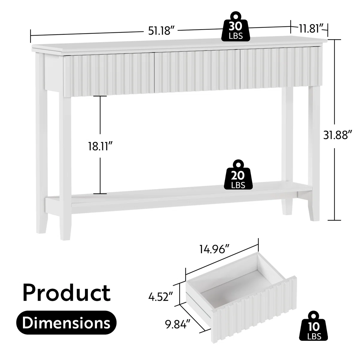 Afra Meja Konsol Laci Cat Duco Putih Minimalis4