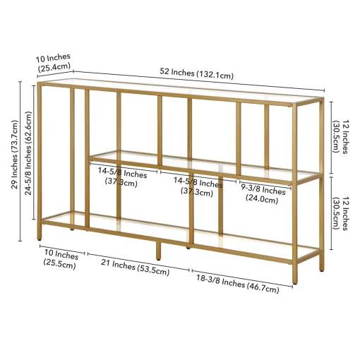 AKIRA Meja Konsol Rangka Besi Holo Top Glass Minimalis