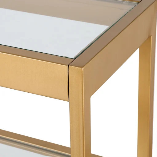 ALEXIS Meja Konsol Besi Holo Rangka Gold Top Table Glass