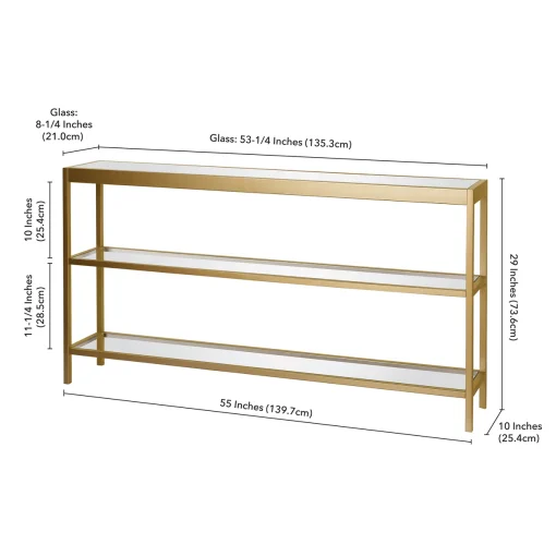 ALEXIS Meja Konsol Besi Holo Rangka Gold Top Table Glass