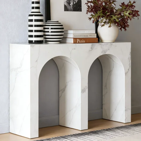 Altha Meja Konsol Hpl Motif Marmer Minimalis