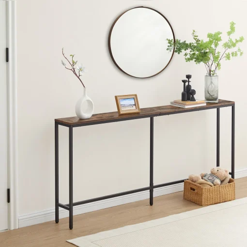 ARBANI Meja Konsol Besi Top Table Kayu Jati Minimalis
